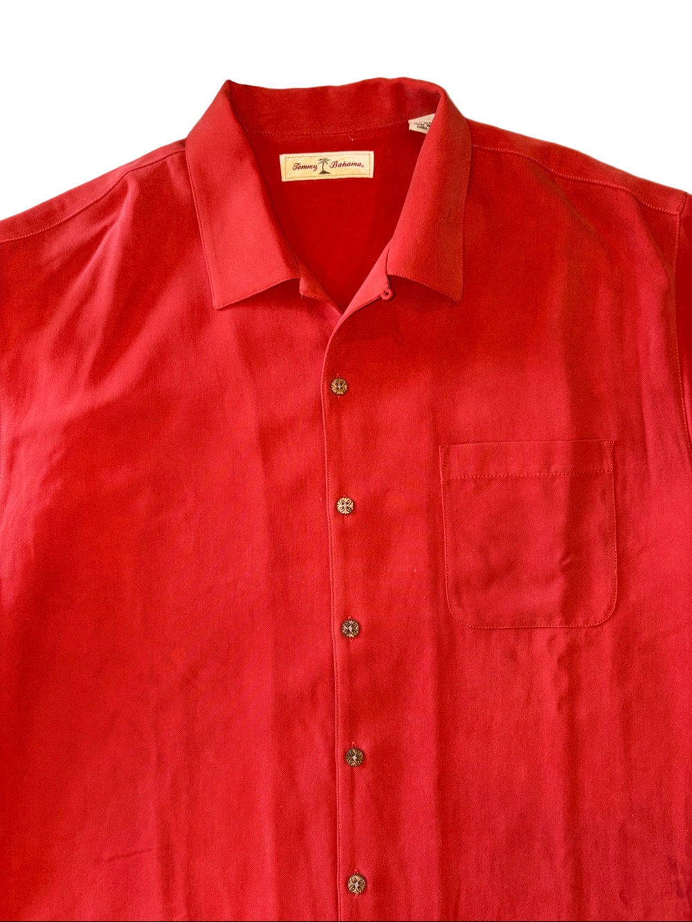Tommy Bahama Mens Large Burnt Orange Silk Shirt